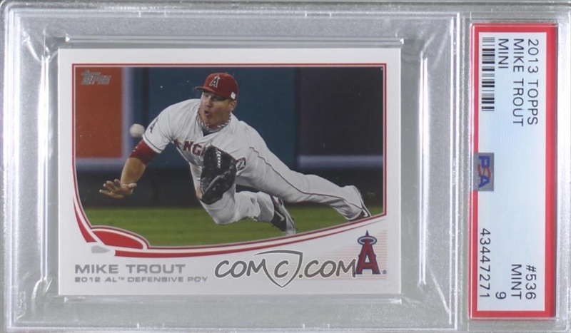 2017 Topps Fire #M-34 Mike Trout Monikers Gold Minted PSA 9